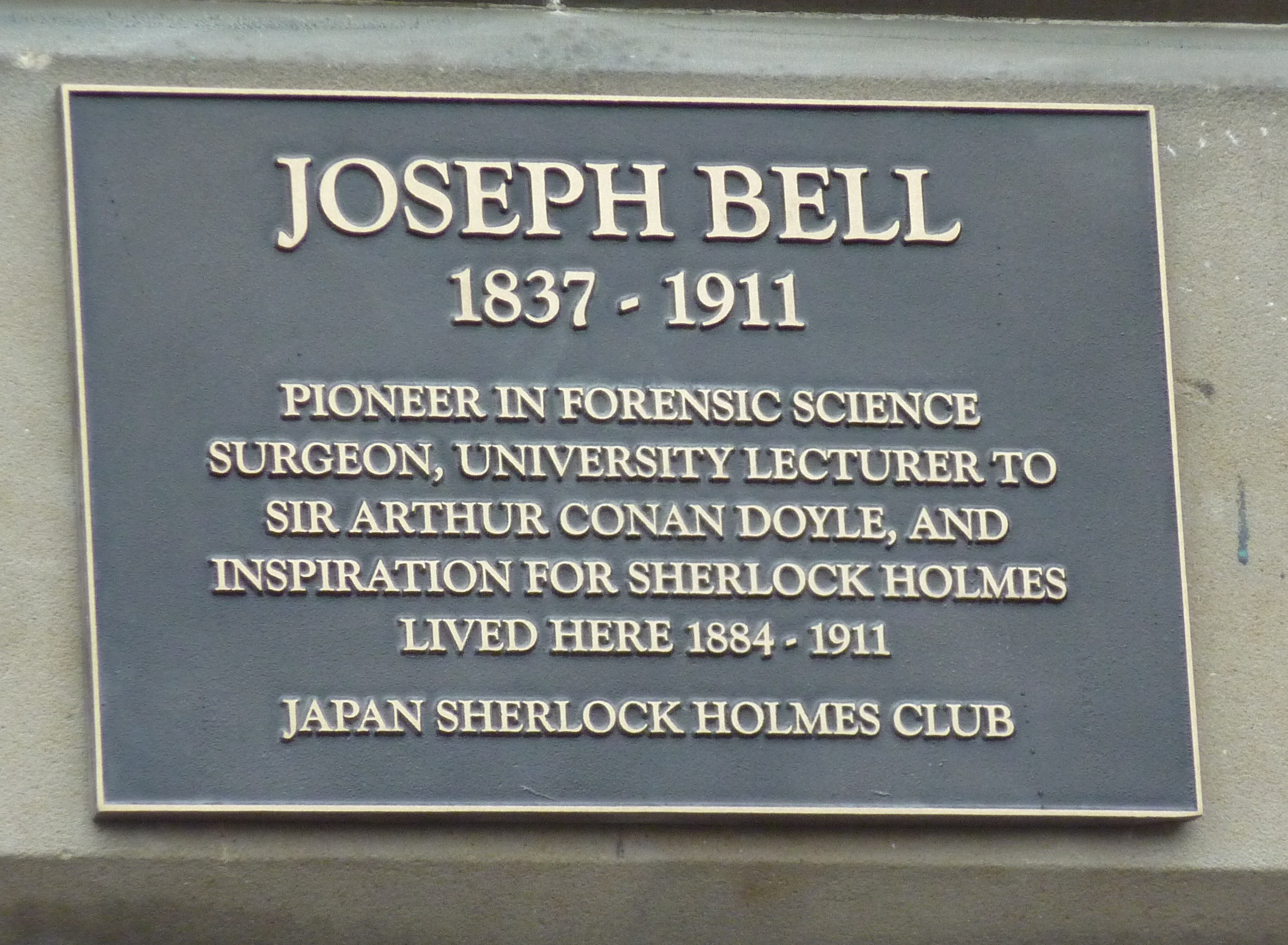 Joseph Bell memorial Plate in Edinburgh